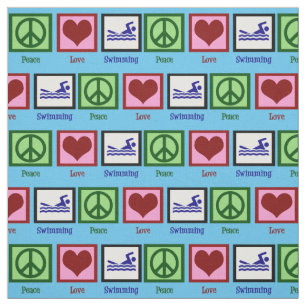 Peace Love Swimming Cute Swim Team Blue Stof