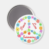 Peace Love Swimming Magneet (Voorkant / Achterkant)