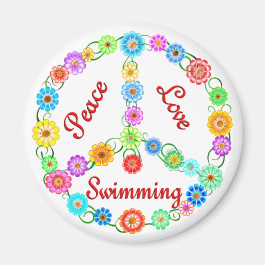 Peace Love Swimming Magneet (Voorkant)