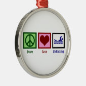 Peace Love Swimming Metalen Ornament (Rechts)