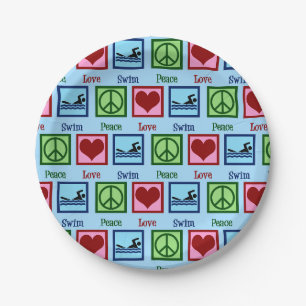 Peace Love Swimming Papieren Bordje