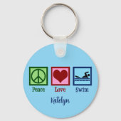 Peace Love Swimming Sleutelhanger (Voorkant)