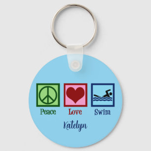 Peace Love Swimming Sleutelhanger