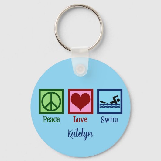 Peace Love Swimming Sleutelhanger (Voorkant)