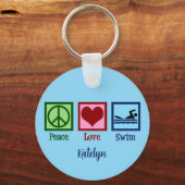 Peace Love Swimming Sleutelhanger (Achterkant)