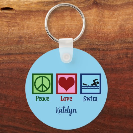 Peace Love Swimming Sleutelhanger (Achterkant)