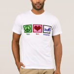 Peace Love Swimming T-shirt<br><div class="desc">Een groot geschenk voor een badmeester of iemand in het zwemteam.</div>