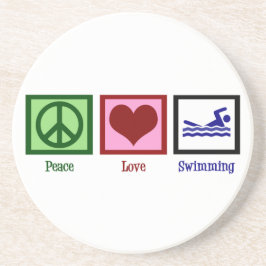 Peace Love Swimming Zandsteen Onderzetter