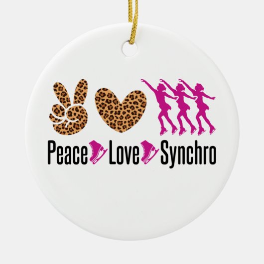 Peace Love Synchro Synchronized Skating Keramisch Ornament (Voorkant)