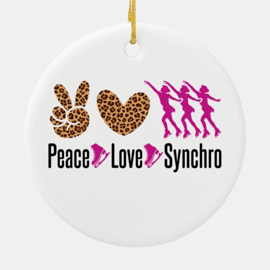 Peace Love Synchro Synchronized Skating Keramisch Ornament (Achterkant)