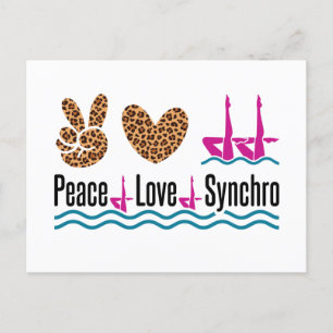 Peace Love Synchro Synchronized Swimming Artistic Briefkaart