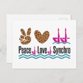 Peace Love Synchro Synchronized Swimming Artistic Briefkaart (Voorkant / Achterkant)