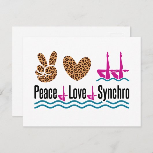Peace Love Synchro Synchronized Swimming Artistic Briefkaart (Voorkant / Achterkant)