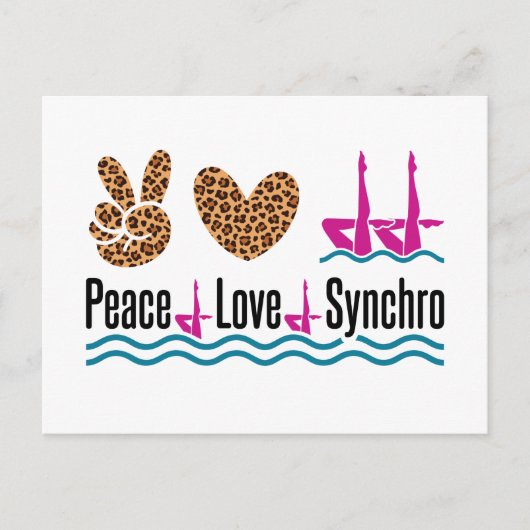 Peace Love Synchro Synchronized Swimming Artistic Briefkaart (Voorkant)