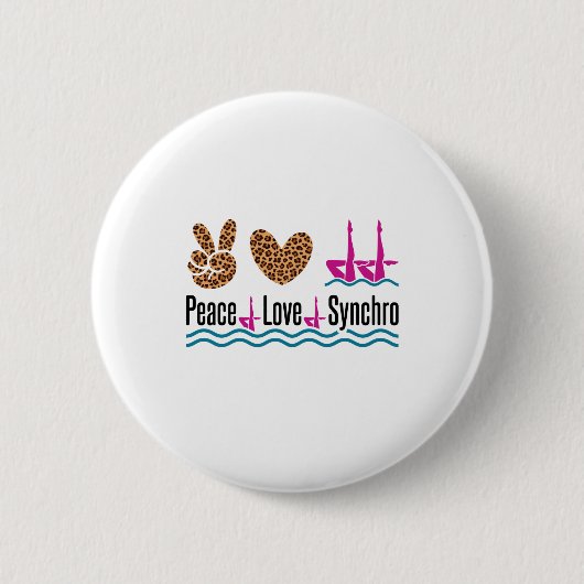 Peace Love Synchro Synchronized Swimming Artistic Ronde Button 5,7 Cm (Voorkant)