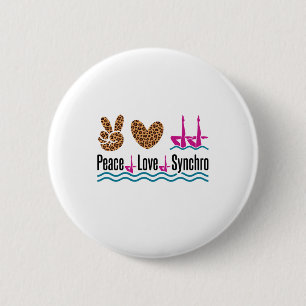 Peace Love Synchro Synchronized Swimming Artistic Ronde Button 5,7 Cm