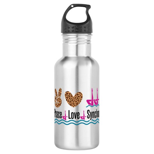 Peace Love Synchro Synchronized Swimming Artistic Waterfles (Voorkant)