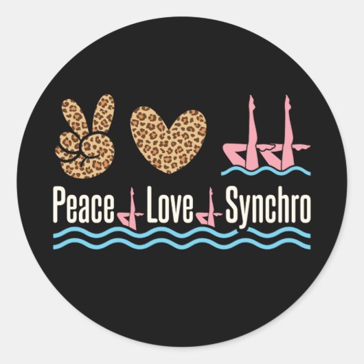 Peace Love Synchro Synchronized Swimming Ronde Sticker (Voorkant)