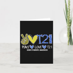 Peace Love T21 Blue Yellow Ribbon Down Syndrome Aw Kaart