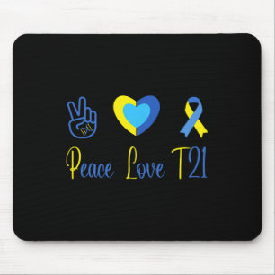 Peace Love T21 Blue Yellow World Down Syndrome Day Muismat