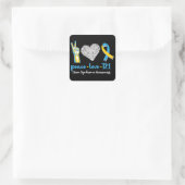 Peace Love T21 Down Syndrome Awareness Sped Vierkante Sticker (Tas)