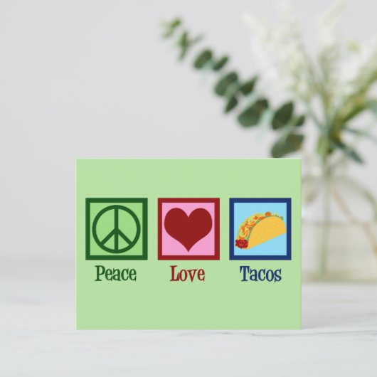 Peace Love Tacos Briefkaart (Staand voorkant)
