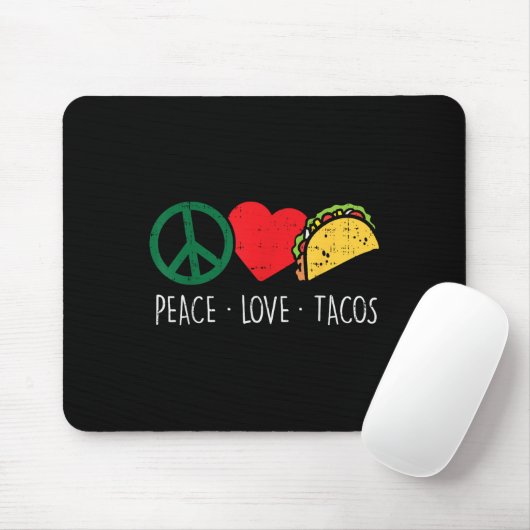 Peace Love Tacos Cinco de Mayo Fiesta Mexican Hipp Muismat (Met muis)