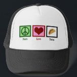 Peace Love Tacos Trucker Pet<br><div class="desc">Van al het Mexicaanse eten zijn taco's mijn favoriet.</div>