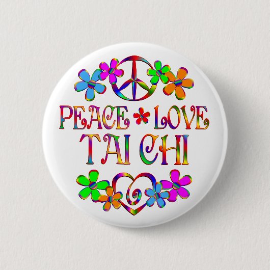 Peace Love Tai Chi Ronde Button 5,7 Cm (Voorkant)