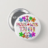 Peace Love Tai Chi Ronde Button 5,7 Cm (Voorkant /achterkant)