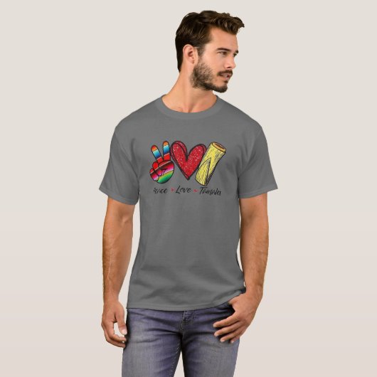 Peace, Love Tamales. Mexican T-shirt (Voorkant volledig)
