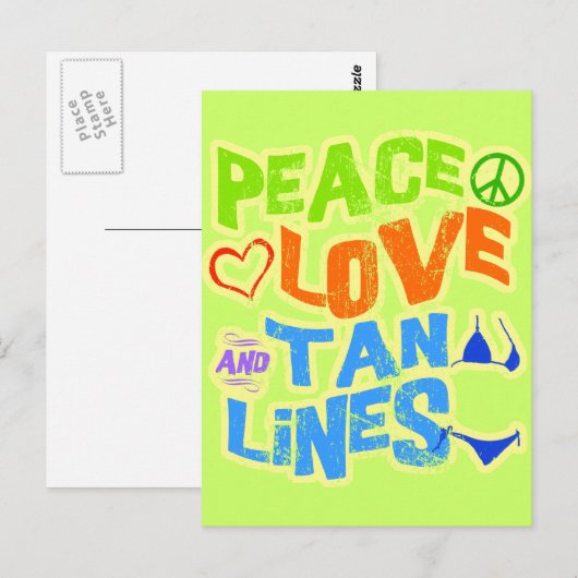 Peace Love Tan Lines Briefkaart (Voorkant / Achterkant)