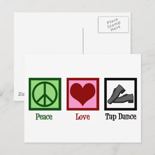 Peace Love Tap Dance Briefkaart (Voorkant / Achterkant)