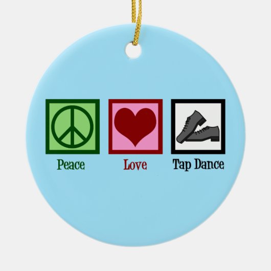 Peace Love Tap danst Kerstmis Keramisch Ornament (Voorkant)