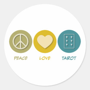 Peace Love Tarot Ronde Sticker
