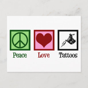 Peace Love Tattoos Cute Tattoo Artist Pistool Briefkaart