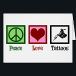 Peace Love Tattoos Cute Tattoo Artist Pistool Card<br><div class="desc">Peace Love Tattoos. Een coole tattoo artistieke kaart met een vredesteken,  een hart en een tattoo pistool voor een tatoeëer. Cute tattooer cadeau.</div>