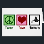 Peace Love Tattoos Cute Tattoo Artist Pistool Card<br><div class="desc">Peace Love Tattoos. Een coole tattoo artistieke kaart met een vredesteken, een hart en een tattoo pistool voor een tatoeëer. Cute tattooer cadeau.</div>