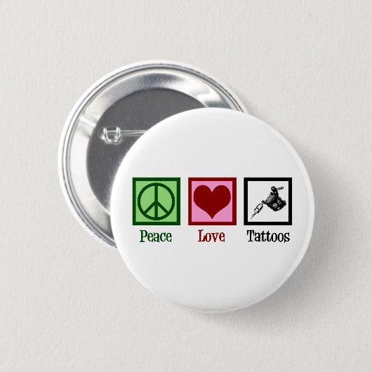 Peace Love Tattoos Cute Tattoo Artist Pistool Ronde Button 5,7 Cm (Voorkant /achterkant)