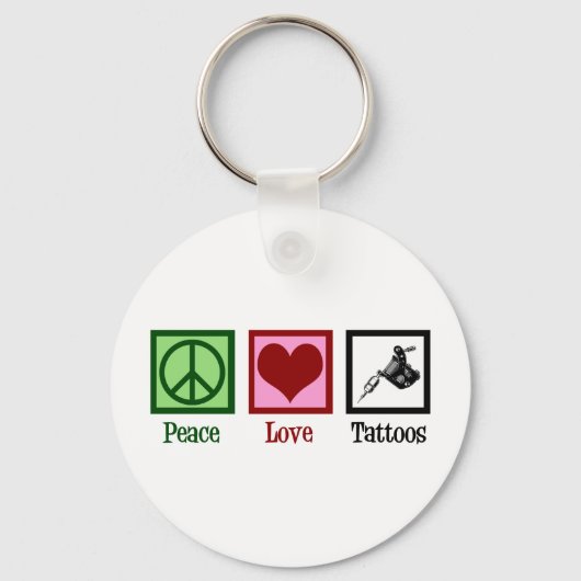 Peace Love Tattoos Cute Tattoo Artist Pistool Sleutelhanger (Voorkant)