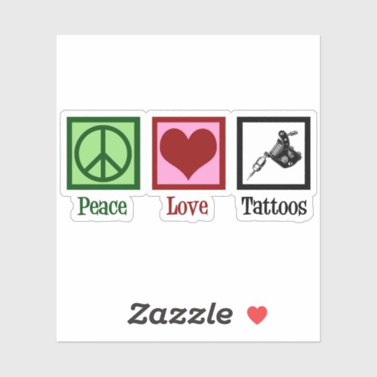 Peace Love Tattoos Cute Tattoo Artist Pistool Sticker (Vel)