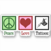 Peace Love Tattoos Cute Tattoo Artist Pistool Sticker (Voorkant)