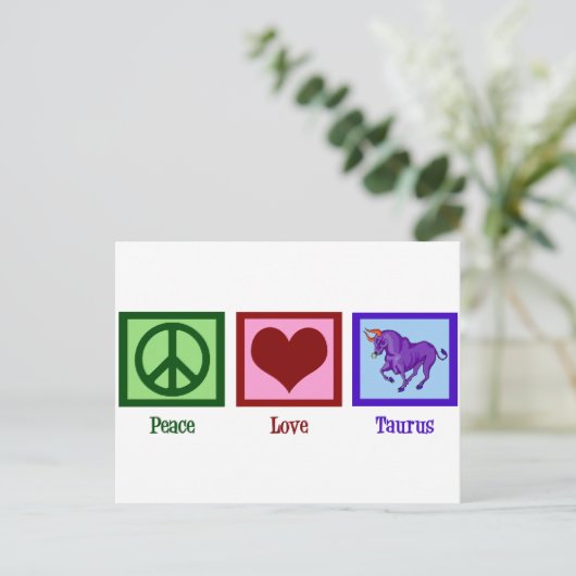 Peace Love Taurus Briefkaart (Staand voorkant)