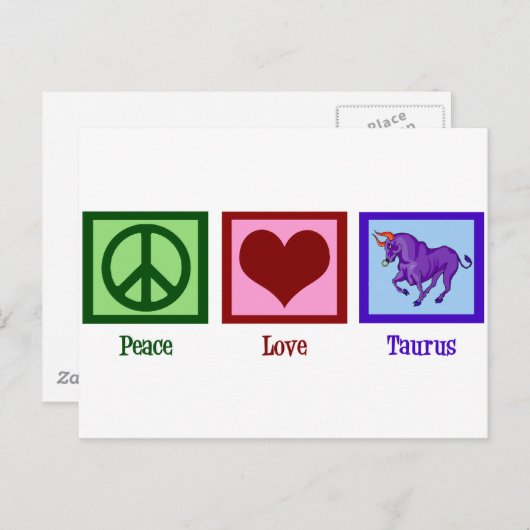 Peace Love Taurus Briefkaart (Voorkant / Achterkant)