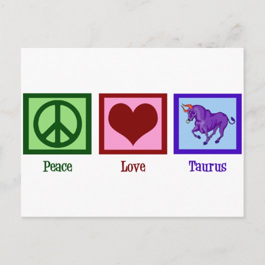 Peace Love Taurus Briefkaart (Voorkant)