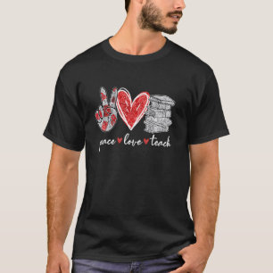 Peace Love Teach Book Cute Teacher Graphic T-shirt