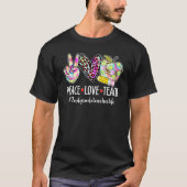 Peace Love Teach Leopard Heart Apple 2e Grade Tea T-shirt (Voorkant)