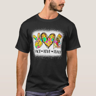 Peace Love Teach Leopard print terug naar school T T-shirt