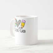 Peace Love Teach Leopard Teacher Terug naar school Koffiemok (Voorkant links)