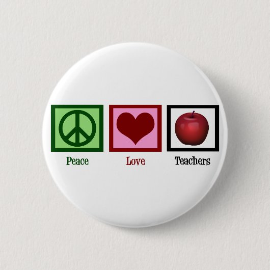Peace Love Teachers Ronde Button 5,7 Cm (Voorkant)